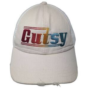 Idyllwind Trucker Hat Beige White Snapback OS Gutsy Embroidered Distressed